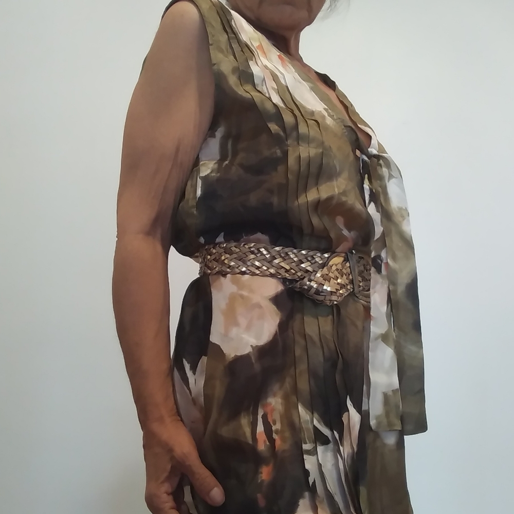 Benetton Italian silk dress /over dress/ beach cover with Belt Included.
